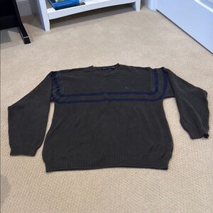 Izod Green and Blue Crewneck Sweater Casual Knit